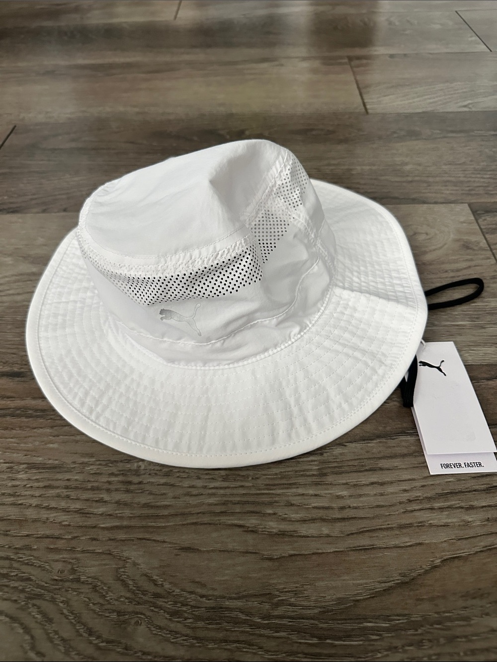 Puma White Mesh-Panel Bucket Hat
